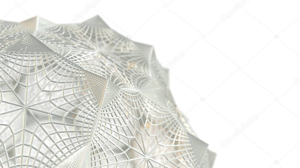 Abstract white fractal wire model