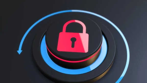 Security padlock symbol on button — Stock Photo, Image