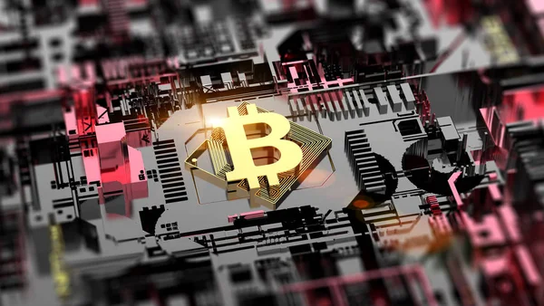 Bitcoin virtual criptomoneda blockchain minería —  Fotos de Stock