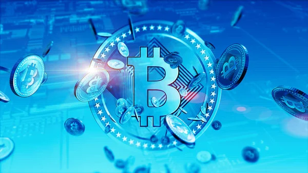 Криптовалюта Bitcoin финансовый фон — стоковое фото
