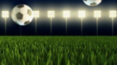 Futbol topları 3d gerçekçi 4k Uhd animasyon. Uluslararası spor müsabakaları.