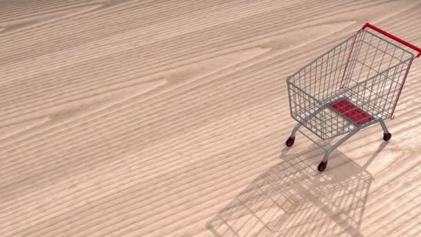 购物车和购物清单蔬菜和水果动画视频 — 图库视频影像