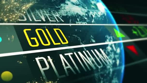 Preço Ouro Global Bolsa Valores Conceito Animação — Vídeo de Stock