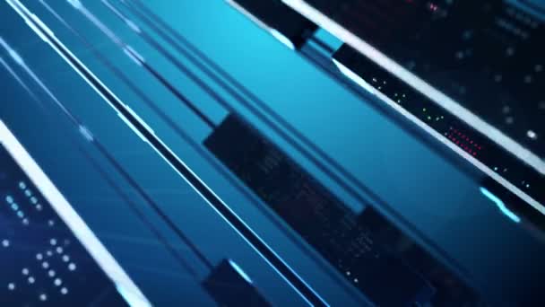 Transfert de données dans l'espace virtuel. Mouvement technologique animation 4K UHD .