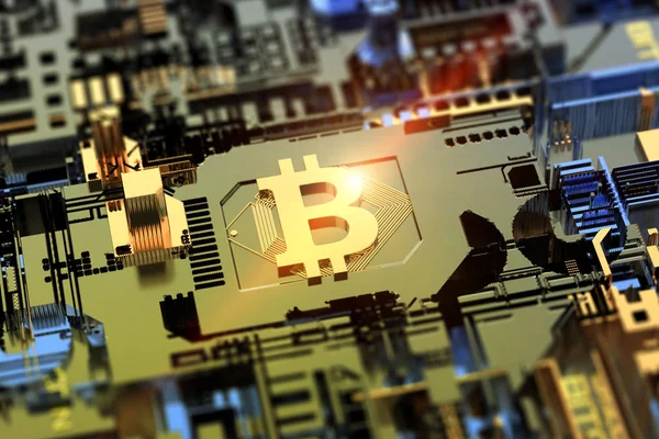 Virtuella Bitcoin kryptovaluta blockchain Mining — Stockfoto