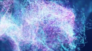 Tanıtım animasyonu. Parçacıkların hareketi, bulanık etki alanı. 4k tanıtım Uhd video soyut hareket arkaplanı.