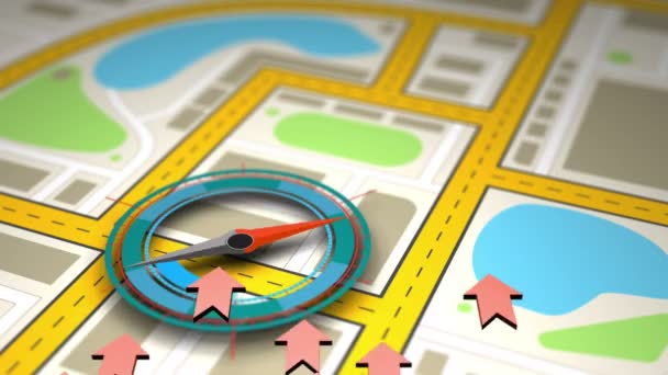 Virtual Compass Navigation Map Video — Stockvideo