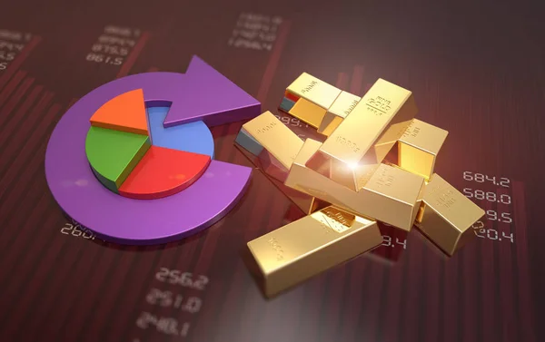 Gold Bars Graph Financial Chart Market Background — Stock Photo, Image