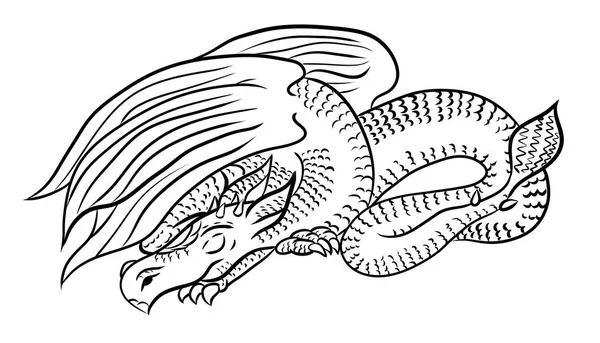 dragon sketch line art for coloring or print on clothes