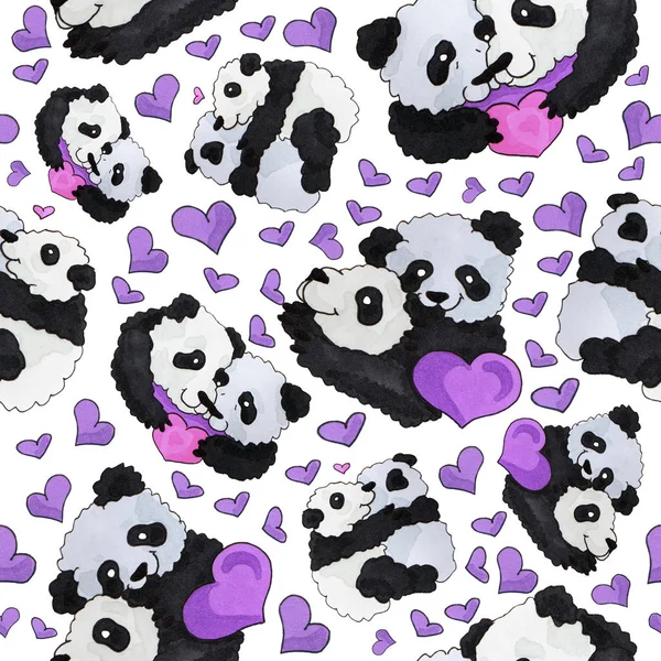 Carino Modello Panda Sfondo Scopi Web Stampa Arte Marcatore — Foto Stock