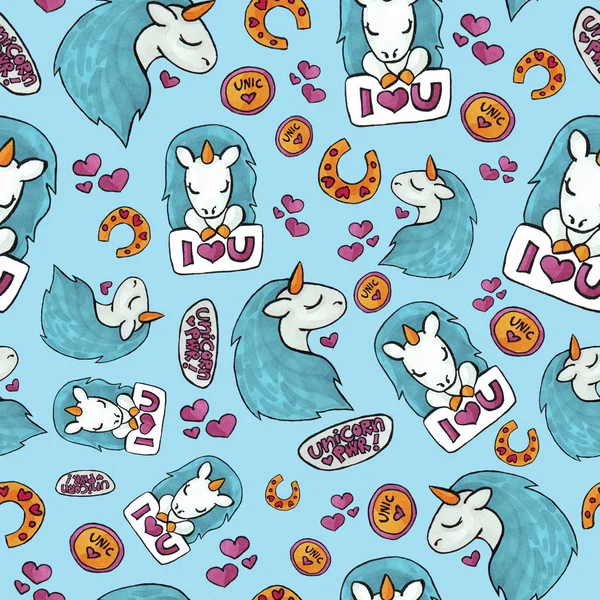 Cute unicorn seamless pattern. colorful objects repeating background for web and print purpose. Royalty Free Stock Photos