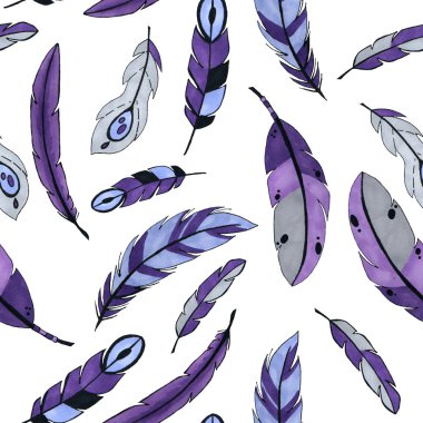  Rgbpurple tüyleri seamless modeli. web ve baskı amacı için yinelenen arka plan renkli kuş tüy.