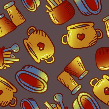 Mutfak ve mutfak eşyaları resimler şirin desen