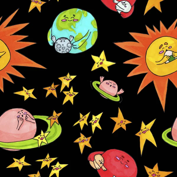 Cute space pattern for kids Stock Image