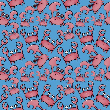 Tasarım için sevimli yengeç deseni. Komik turuncu ıstakoz. Çocuklar için sanat, baskı veya web.