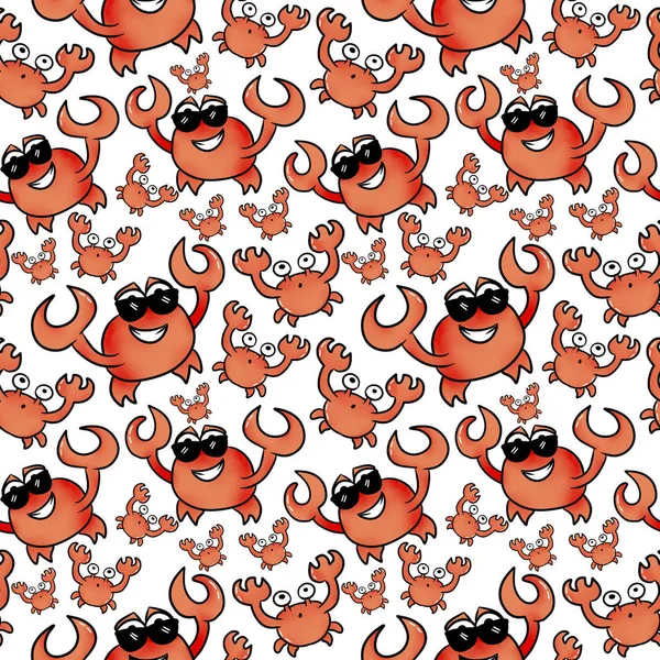 Cute crab pattern for design. Funny orange lobster. Art for kids, print or web.