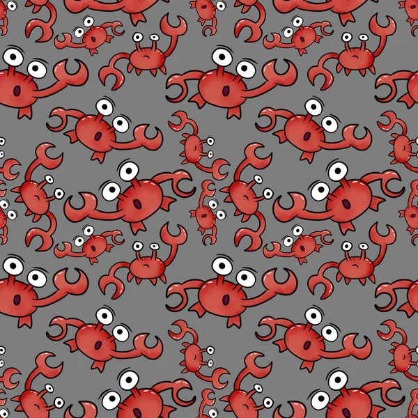 Cute Crab Pattern Design Funny Orange Lobster Art Kids Print — Stock Photo, Image