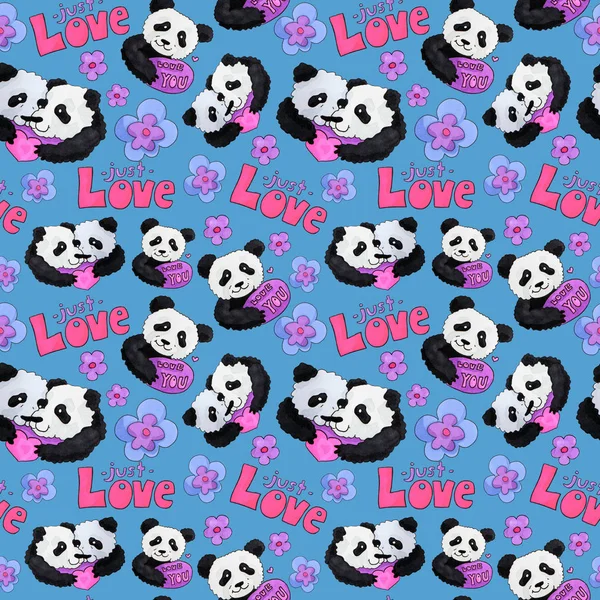 sevimli panda desen. web ve baskı amacı için arka plan. Marker resim - Sevgililer günü