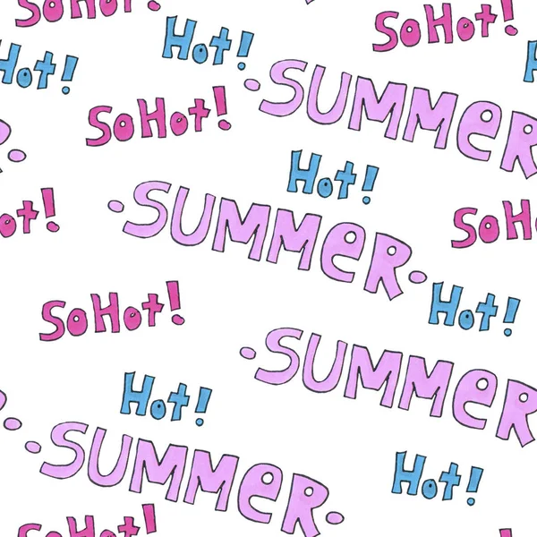 Summer hot pattern for background or package. Seasons concept. Handwritten modern lettering. — Stock Photo, Image