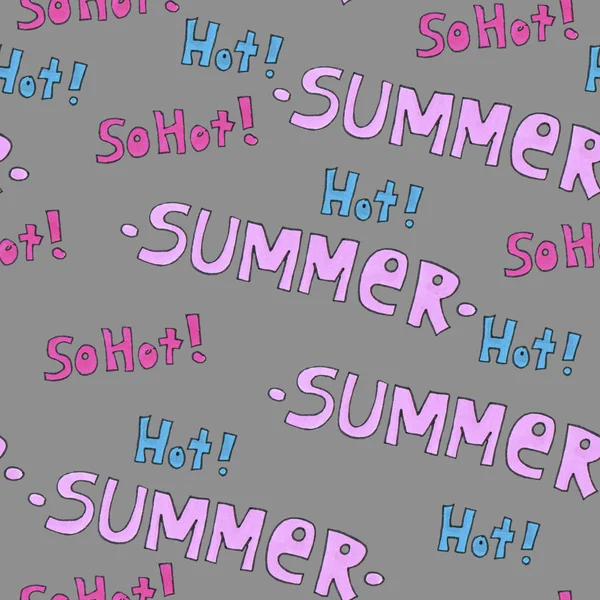 Summer hot pattern for background or package. Seasons concept. Handwritten modern lettering. — Stock Photo, Image