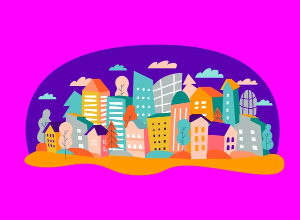 Ev, yüksek binalar ve fabrika içeren dev şehir yapısı.