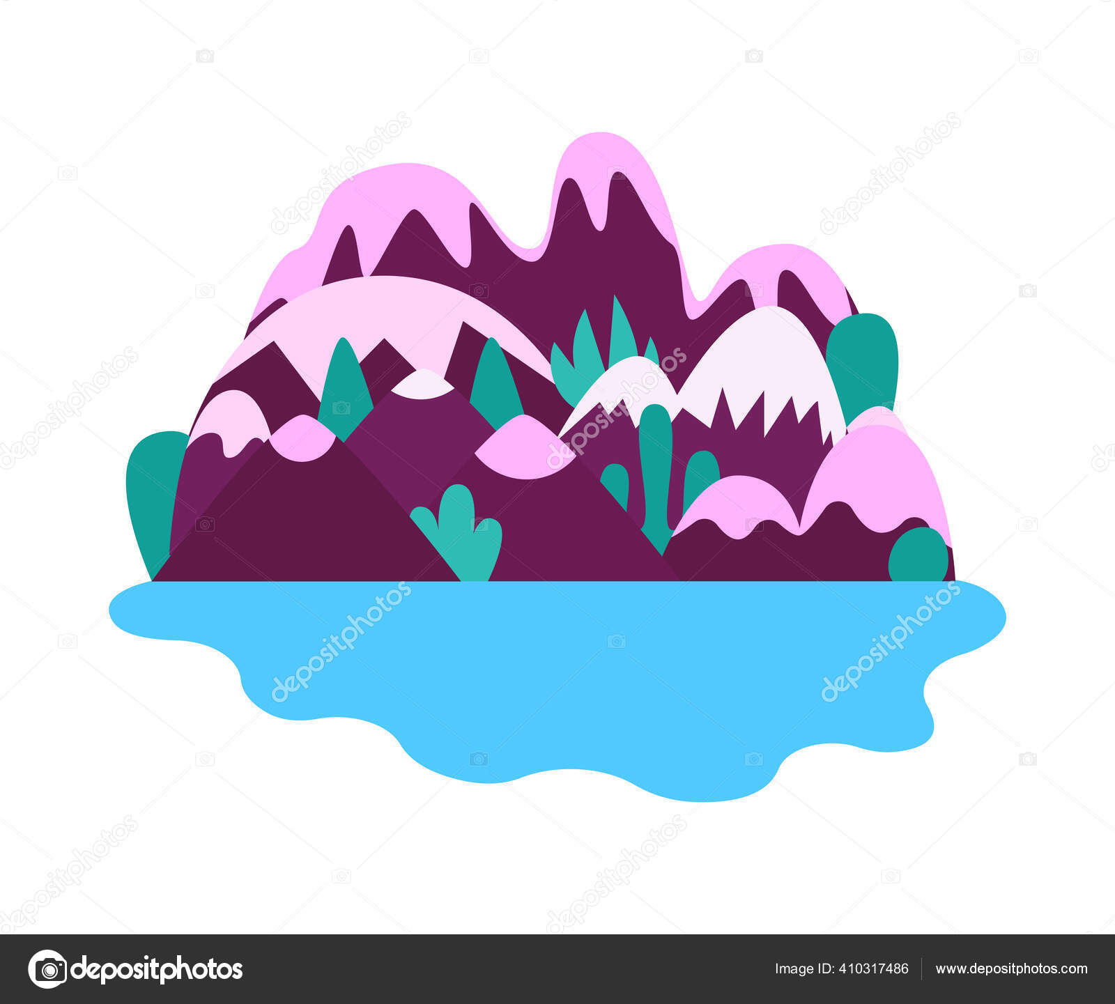 Pemandangan Vektor Malam Kartun Dengan Pegunungan Bukit Langit Dan Bulan Istirahat Di Pegunungan Konsep Danau Dan Sungai Stok Vektor C The Besit 410317486