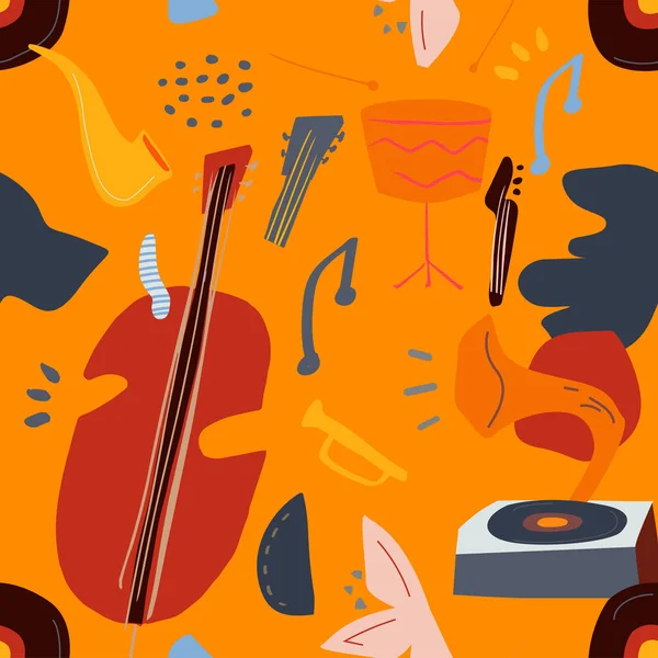 Çizgi film enstrümanları caz posteri, kapak albümü, olay, giysi, modern tarzda