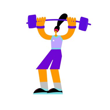 Female Weight Lifter, Strength Training, Body Building, Crossfit Athlete Character Icon Set, Multicultural Diversity Concept