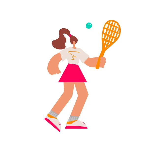 Жінка Насолоджується Своїми Захопленнями Грає Теніс Красива Дівчина Тенісною Ракеткою — стокове фото