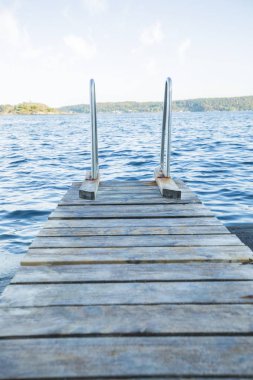 Yaz aylarında göl ve dağların görünümü 