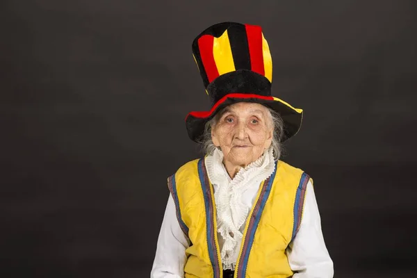 Stylish Old Woman Black Background — Stock Photo, Image