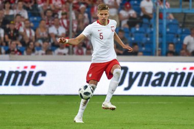 Poznan, Polonya. 8 Haziran, 2018. Uluslararası futbol dostluk maçı: Polonya v Şili 2:2. Eylem Jan Bednarek.