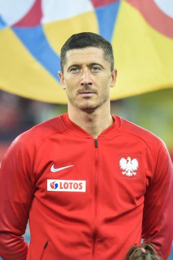 Chorzow, Polonya - 11 Ekim 2018: Futbol Uluslar Ligi A Grubu 3. Resimde Robert Lewandowski.
