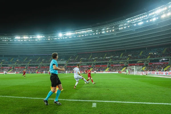 Chorzow Polonia Octubre 2018 Partido Polonia Portugal Imagen Asistente Árbitro — Foto de Stock