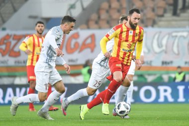LUBIN, POLAND - NOVEMBER 04, 2018: Match Polish Lotto Ekstraklasa match between KGHM Zaglebie Lubin - Korona Kielce 0:1.  Zlatko Janjic (R).