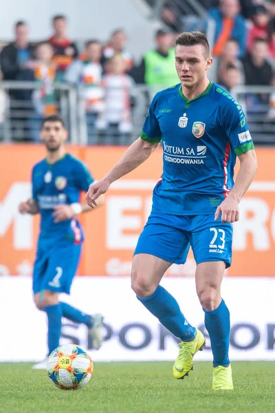 Lubin, Polonya - 17 Şubat 2019: Maç Lehçe loto Ekstraklasa arasında Kghm Zaglebie Lubin - Miedz Legnica 3:0. Eylem Pawel Zielinski.