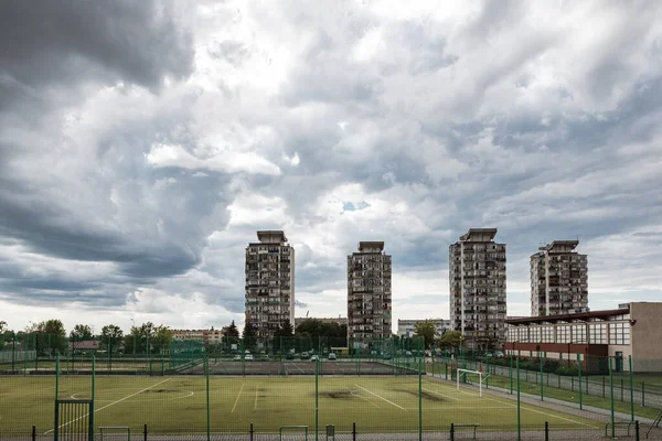 Antiguos Rascacielos Prefabricados Construidos Durante Era Socialista Polkowice Polonia — Foto de Stock