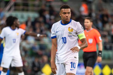 WROCLAW; POLAND - 5 Eylül 2025: FIFA 2026 elemeleri. Futbol maçı Ukrayna Fransa 'ya karşı 0: 2. Mbappe Kylian kaptanı.