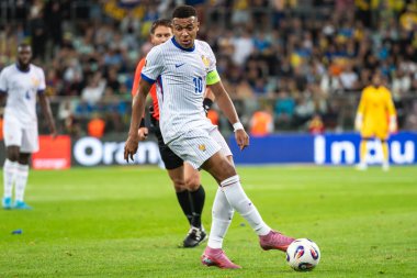 WROCLAW; POLAND - 5 Eylül 2025: FIFA 2026 elemeleri. Futbol maçı Ukrayna Fransa 'ya karşı 0: 2. Mbappe Kylian