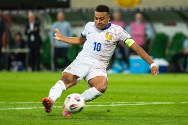 WROCLAW; POLAND - 5 Eylül 2025: FIFA 2026 elemeleri. Futbol maçı Ukrayna Fransa 'ya karşı 0: 2. Mbappe Kylian