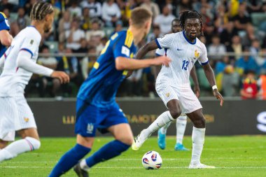 WROCLAW; POLAND - 5 Eylül 2025: FIFA 2026 elemeleri. Futbol maçı Ukrayna Fransa 'ya karşı 0: 2. Kone Manu.