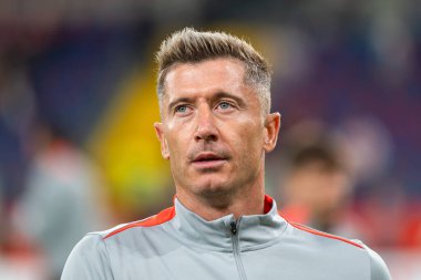 CHORZOW; POLAND - 7 Eylül 2025: FIFA 2026 elemeleri. Futbol maçı Polonya 'ya karşı Finlandiya. Robert Lewandowski.