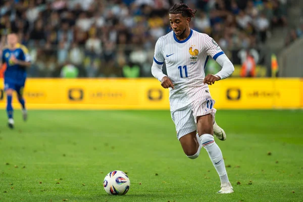 WROCLAW; POLAND - 5 Eylül 2025: FIFA 2026 elemeleri. Futbol maçı Ukrayna Fransa 'ya karşı 0: 2. Olise Michael 