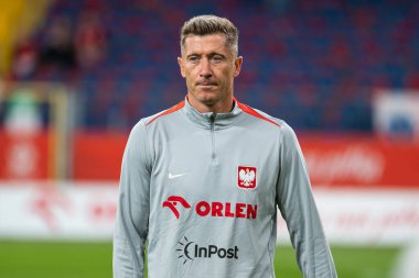 CHORZOW; POLAND - 7 Eylül 2025: FIFA 2026 elemeleri. Futbol maçı Polonya 'ya karşı Finlandiya. Robert Lewandowski..