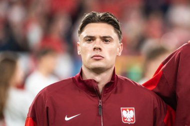 CHORZOW; POLAND - 7 Eylül 2025: FIFA 2026 elemeleri. Futbol maçı Polonya 'ya karşı Finlandiya. Nikola Zalewski.