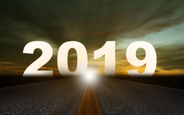 Ano Novo Fundo Conceito Estrada Para 2019 Futuro Frente Imagem De Stock