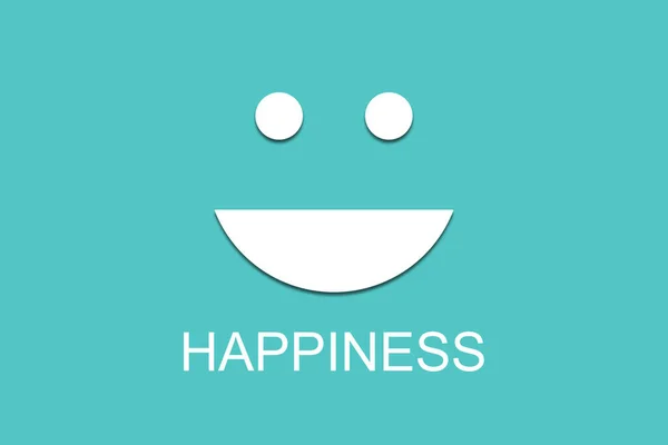 Happiness Concept White Paper Cut Smile Green Background — Stock Photo, Image