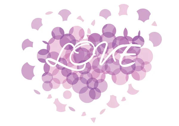 Simple Vector Pastel Bubbles Heart Silhouette Love Notice Isolated White — Stock Vector