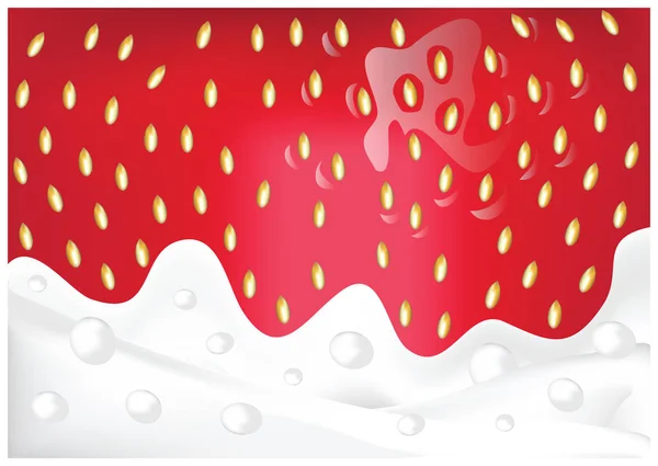 Colo Vector Bakgrund Färsk Röd Jordgubbe Mjölk Yoghurt Makro Röda — Stock vektor