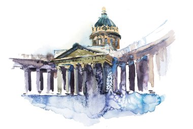 Kazan Katedrali Kazan suluboya Our Lady Katedrali St Petersburg, Rusya Federasyonu